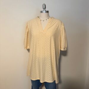 Cream Eyelet Puff Sleeve Top